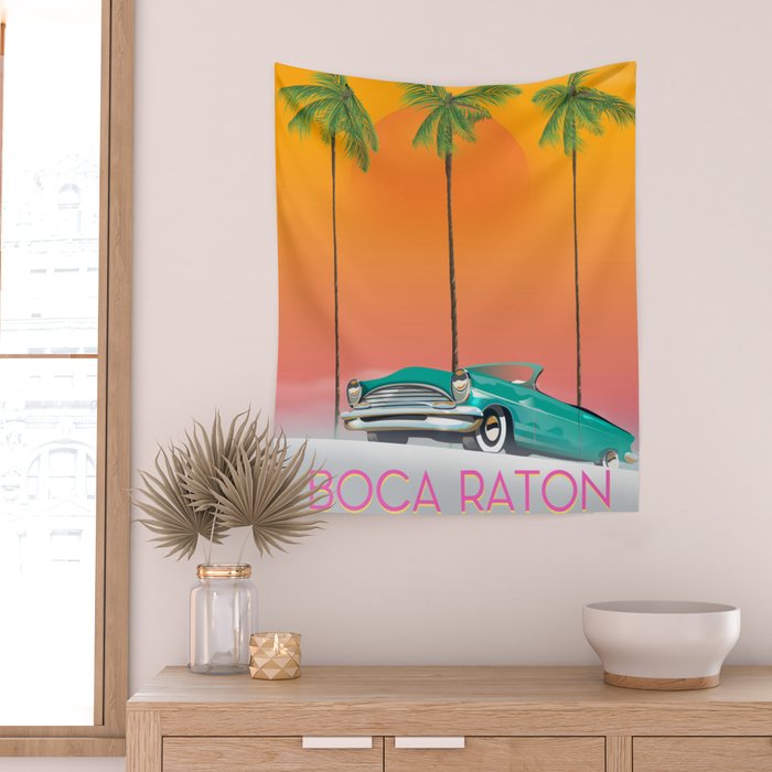 Boca Raton Florida travel poster Wall Tapestry Gallery Image 2
