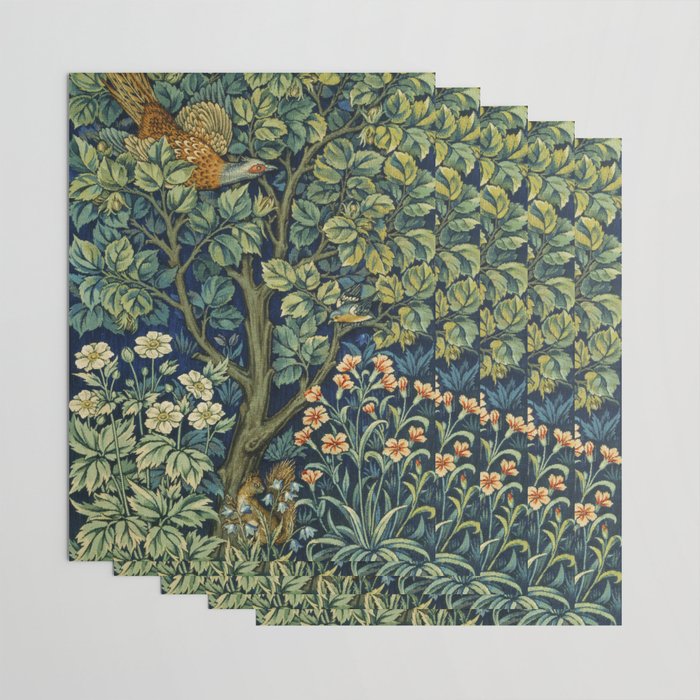 Vintage William Morris pattern pheasant and squirrel Wrapping Paper Gallery Image 3