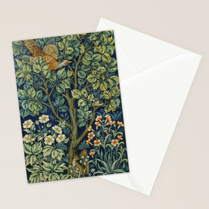 Vintage William Morris pattern pheasant and squirrel Stationery Card Gallery Image 2