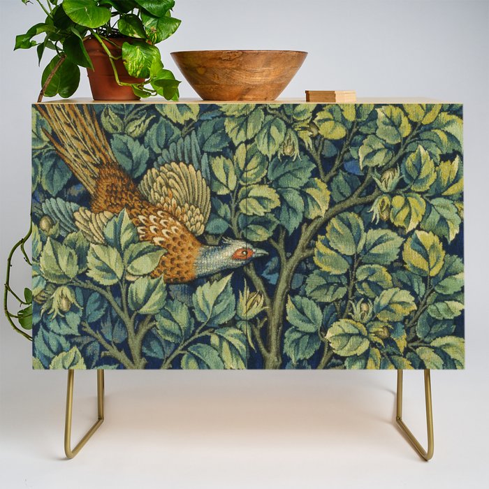 Vintage William Morris pattern pheasant and squirrel Credenza Gallery Image 1