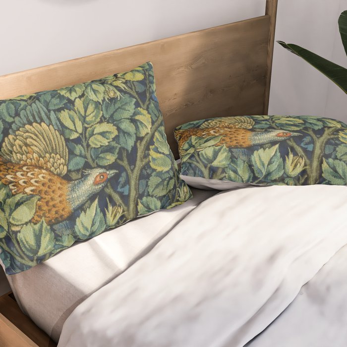 Vintage William Morris pattern pheasant and squirrel Pillow Sham Gallery Image 2