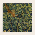 Vintage William Morris pattern pheasant and squirrel Wood Wall Art Gallery Image 1