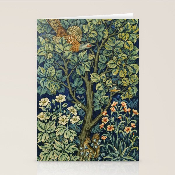 Vintage William Morris pattern pheasant and squirrel Stationery Card Gallery Image 2