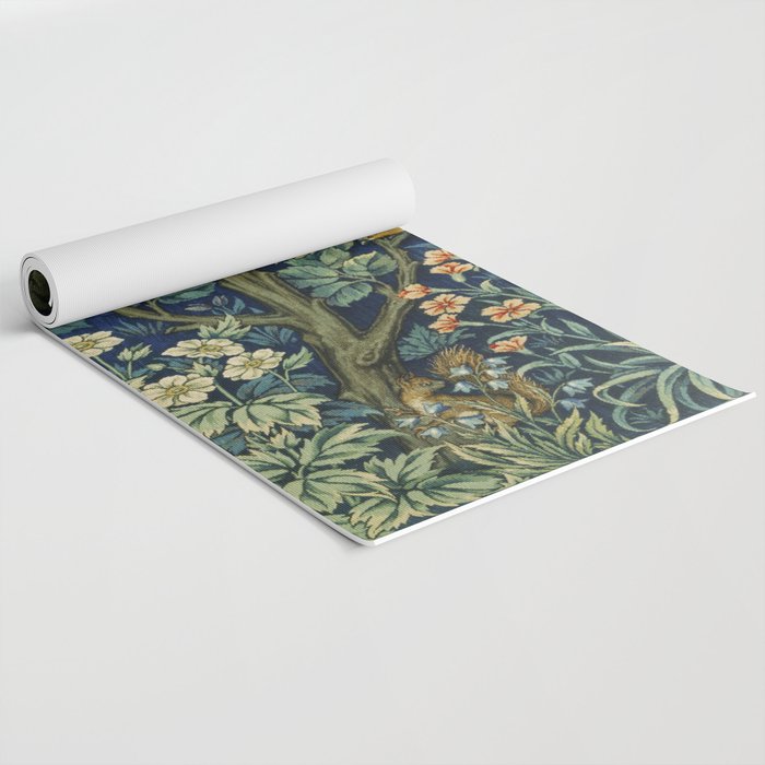 Vintage William Morris pattern pheasant and squirrel Yoga Mat Gallery Image 2