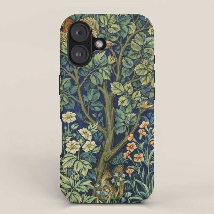 Vintage William Morris pattern pheasant and squirrel iPhone Case Gallery Image 1