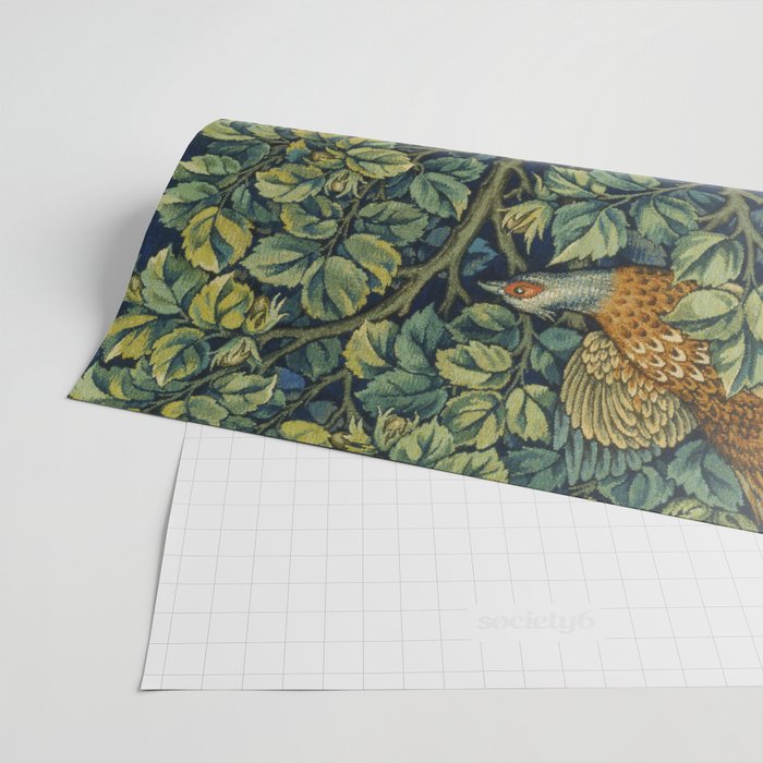 Vintage William Morris pattern pheasant and squirrel Wrapping Paper Gallery Image 2