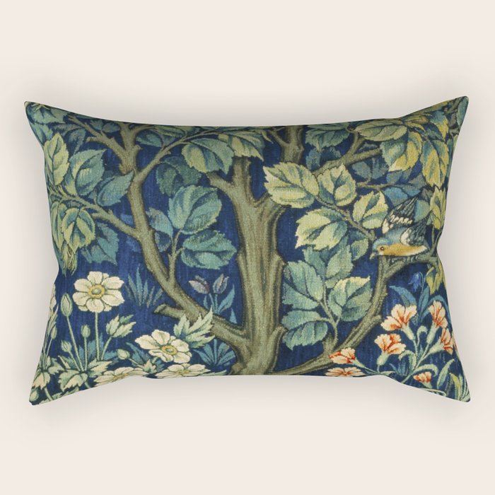 Vintage William Morris pattern pheasant and squirrel Rectangular Pillow Gallery Image 2