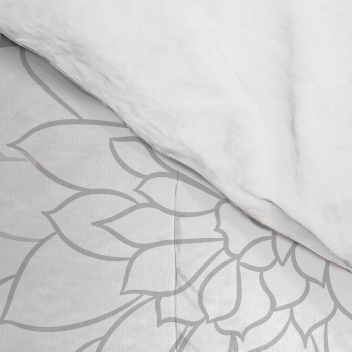 Festive, Floral Prints, Bloom Mix, White and Pink on Grey Comforter Gallery Image 4