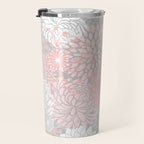 Festive, Floral Prints, Bloom Mix, White and Pink on Grey Travel Mug Gallery Image 3