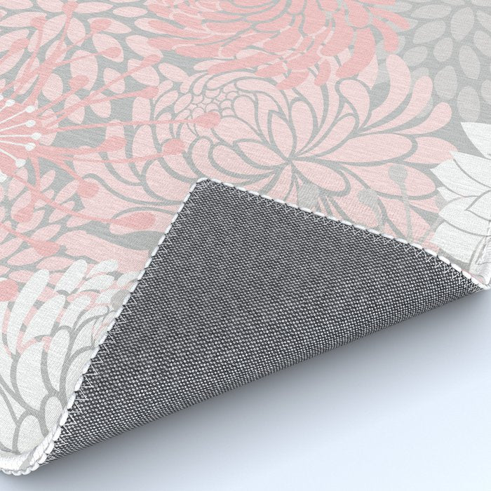 Festive, Floral Prints, Bloom Mix, White and Pink on Grey Rug Gallery Image 4