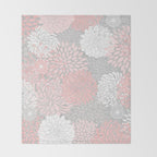 Festive, Floral Prints, Bloom Mix, White and Pink on Grey Throw Blanket Gallery Image 2