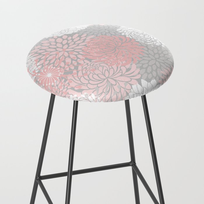 Festive, Floral Prints, Bloom Mix, White and Pink on Grey Stool Gallery Image 2