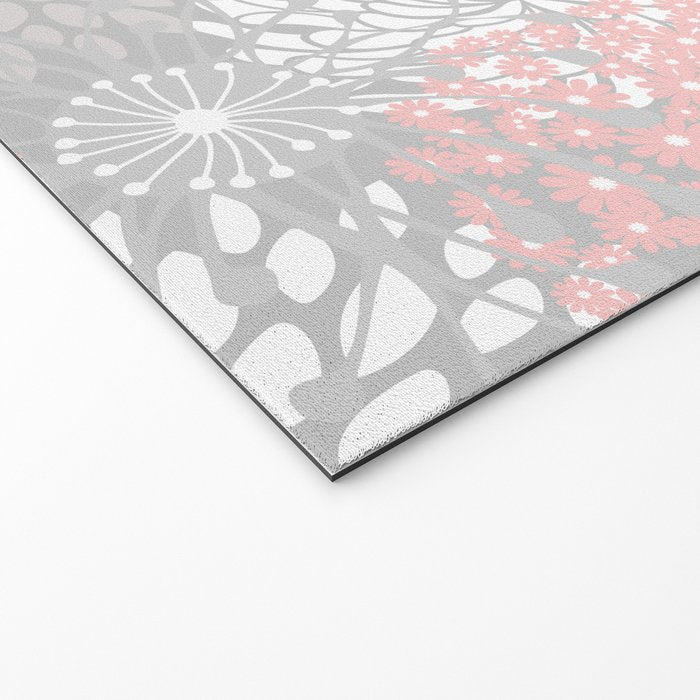 Festive, Floral Prints, Bloom Mix, White and Pink on Grey Welcome Mat Gallery Image 2