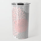 Festive, Floral Prints, Bloom Mix, White and Pink on Grey Travel Mug Gallery Image 1