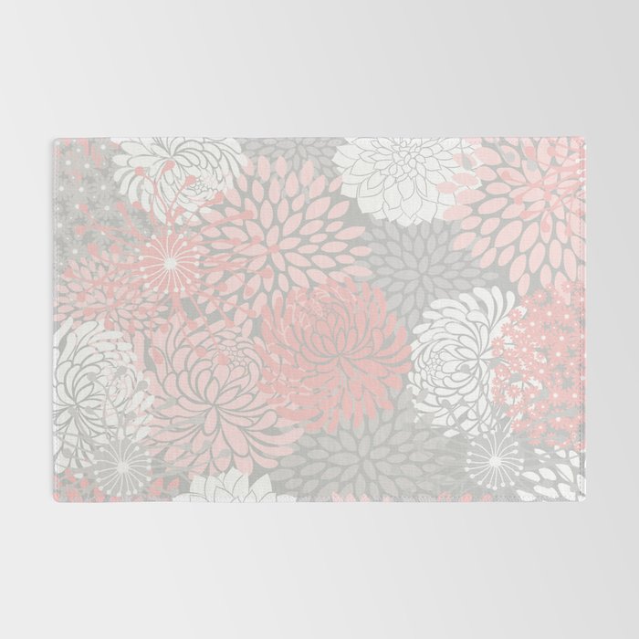 Festive, Floral Prints, Bloom Mix, White and Pink on Grey Rug Gallery Image 2
