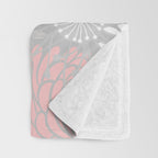 Festive, Floral Prints, Bloom Mix, White and Pink on Grey Throw Blanket Gallery Image 3