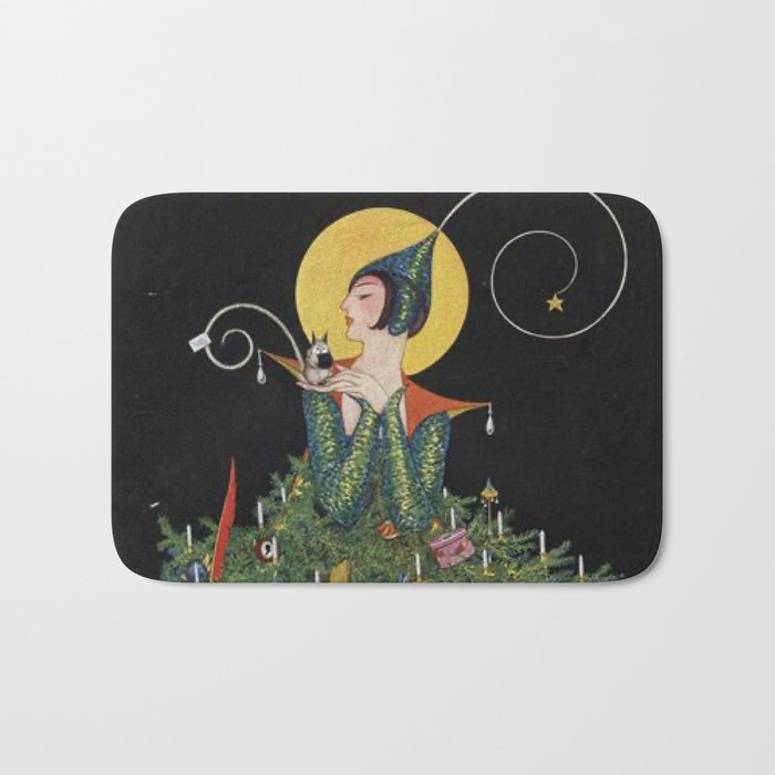 Vintage Fashion Magazine Cover - Illustration December 1914 - Christmas Tree Woman Bath Mat Gallery Image 1