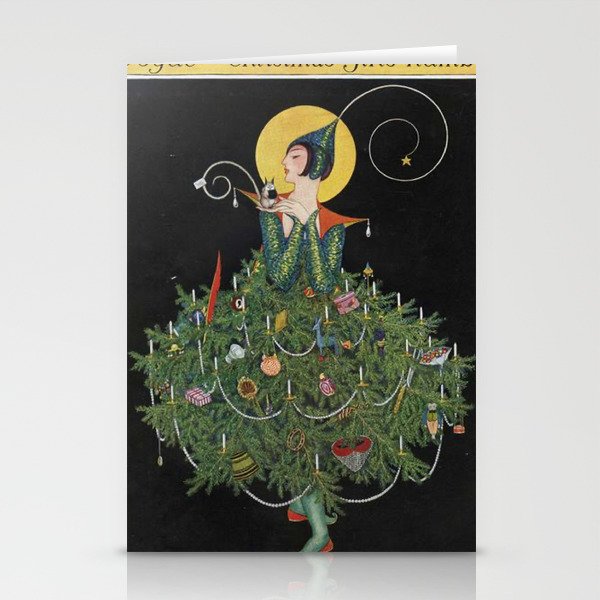 Vintage Fashion Magazine Cover - Illustration December 1914 - Christmas Tree Woman Stationery Card Gallery Image 2