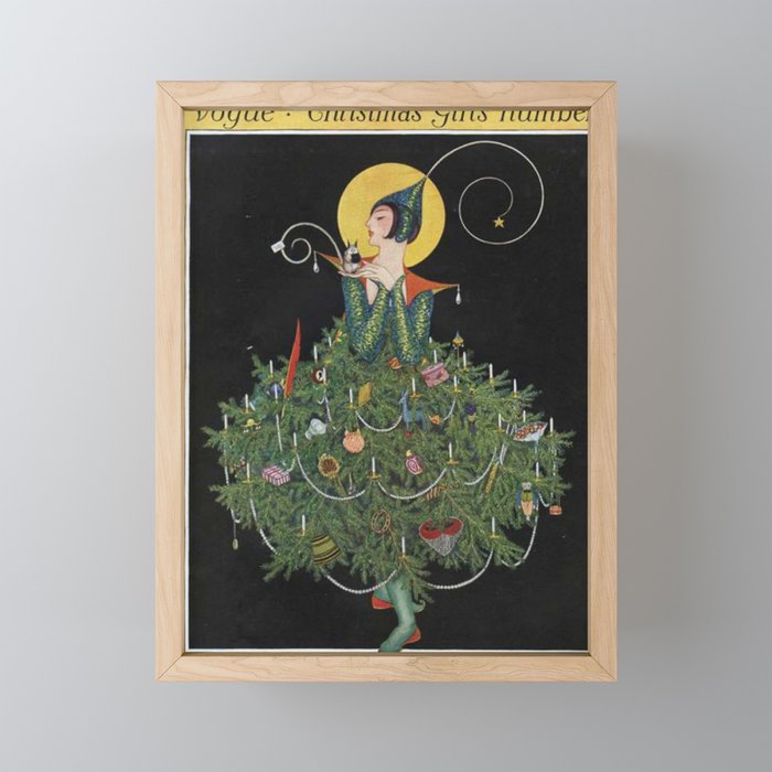 Vintage Fashion Magazine Cover - Illustration December 1914 - Christmas Tree Woman Mini Art Print Gallery Image 1
