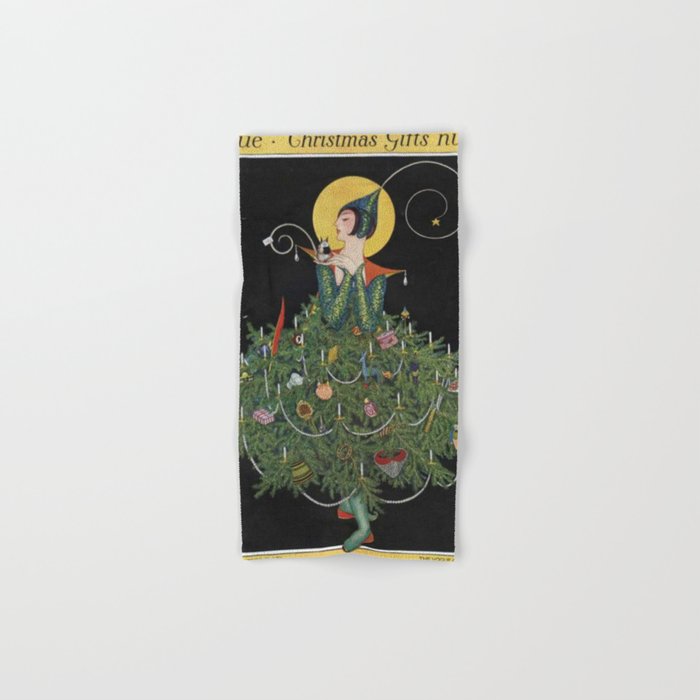 Vintage Fashion Magazine Cover - Illustration December 1914 - Christmas Tree Woman Bath Towel Gallery Image 1