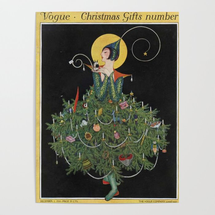 Vintage Fashion Magazine Cover - Illustration December 1914 - Christmas Tree Woman Poster Gallery Image 4