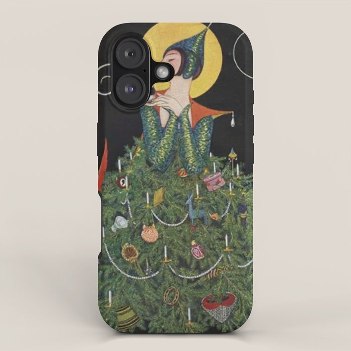 Vintage Fashion Magazine Cover - Illustration December 1914 - Christmas Tree Woman iPhone Case Gallery Image 1