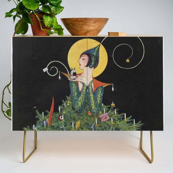 Vintage Fashion Magazine Cover - Illustration December 1914 - Christmas Tree Woman Credenza Gallery Image 1