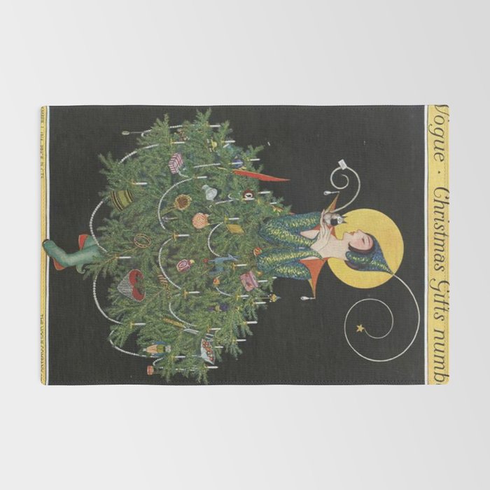 Vintage Fashion Magazine Cover - Illustration December 1914 - Christmas Tree Woman Rug Gallery Image 2