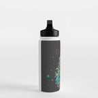 Colorful Christmas Tree with Bows and Stars on Black Background Water Bottle Gallery Image 3