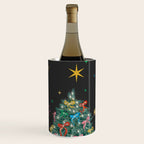 Colorful Christmas Tree with Bows and Stars on Black Background Wine Chiller Gallery Image 1