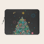 Colorful Christmas Tree with Bows and Stars on Black Background Laptop Sleeve Gallery Image 1