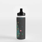 Colorful Christmas Tree with Bows and Stars on Black Background Water Bottle Gallery Image 2