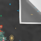 Colorful Christmas Tree with Bows and Stars on Black Background Wall Tapestry Gallery Image 3