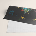 Colorful Christmas Tree with Bows and Stars on Black Background Wrapping Paper Gallery Image 2