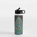 Colorful Christmas Tree with Bows and Stars on Black Background Water Bottle Gallery Image 1