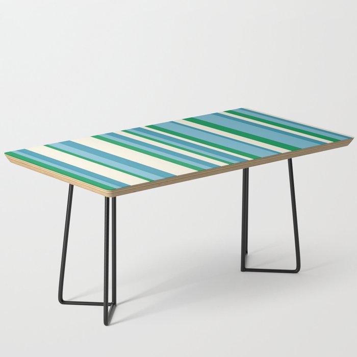 Classic Stripes XXVII - Beachy Blue and Green Coffee Table Gallery Image 1
