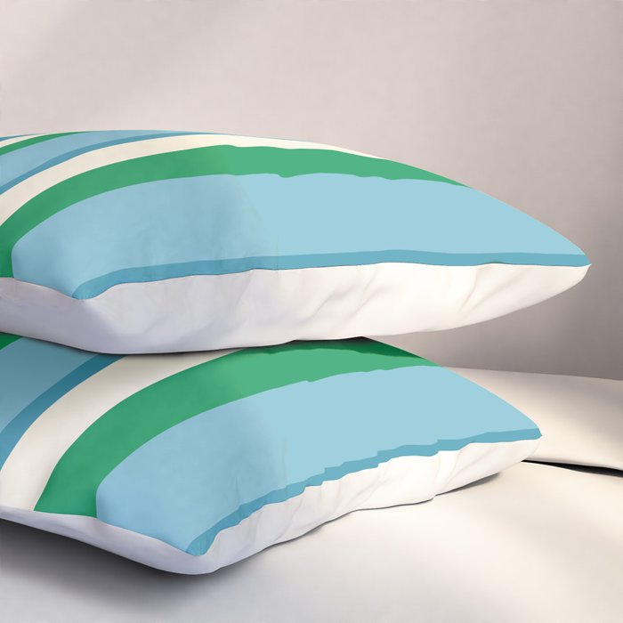 Classic Stripes XXVII - Beachy Blue and Green Pillow Sham Gallery Image 3