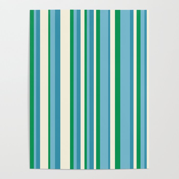 Classic Stripes XXVII - Beachy Blue and Green Poster Gallery Image 4