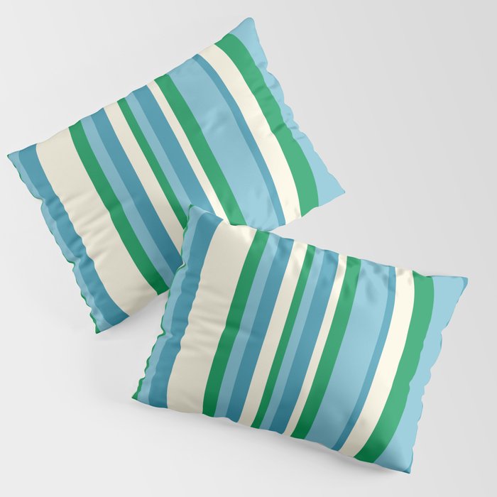 Classic Stripes XXVII - Beachy Blue and Green Pillow Sham Gallery Image 3
