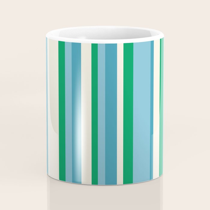 Classic Stripes XXVII - Beachy Blue and Green Coffee Mug Gallery Image 4
