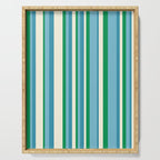 Classic Stripes XXVII - Beachy Blue and Green Serving Tray Gallery Image 1