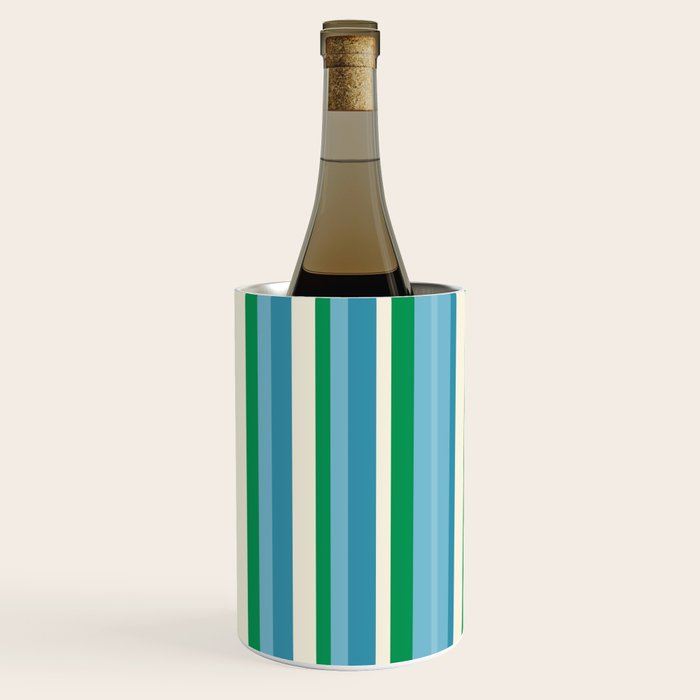 Classic Stripes XXVII - Beachy Blue and Green Wine Chiller Gallery Image 1