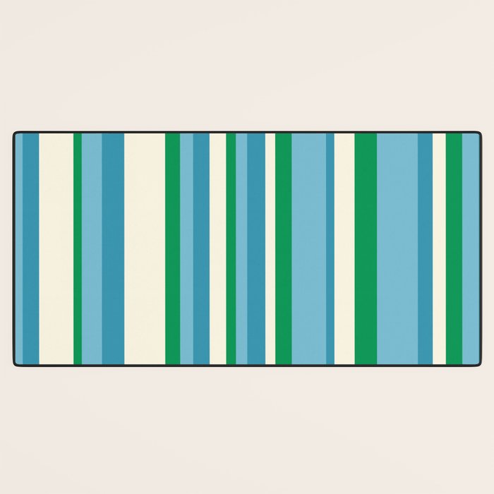 Classic Stripes XXVII - Beachy Blue and Green Desk Mat Gallery Image 3