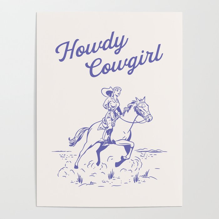 Howdy Cowgirl Blue Poster Gallery Image 1