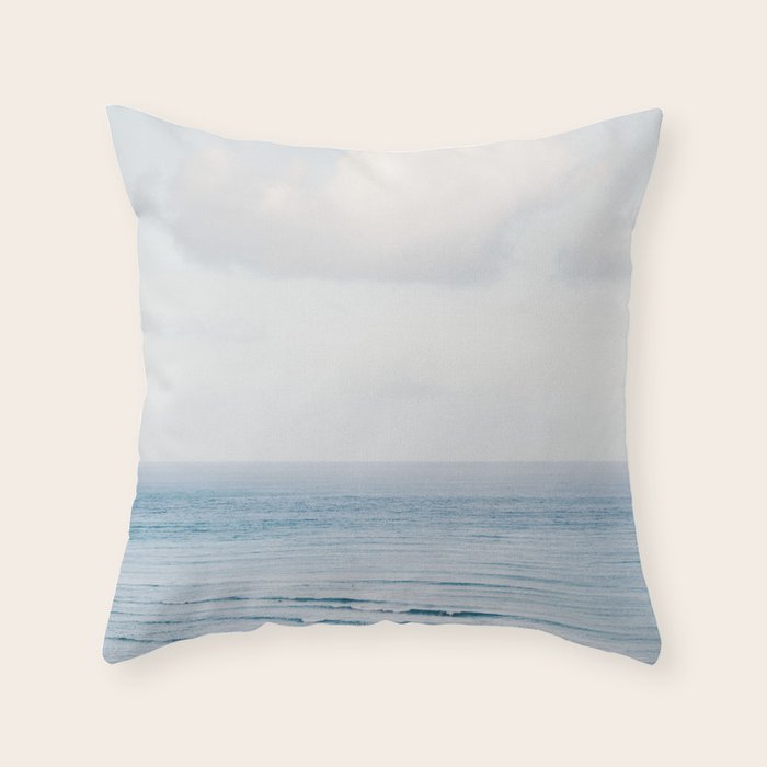Pale Blue Sea - Ocean, Nature Photography Throw Pillow Gallery Image 1