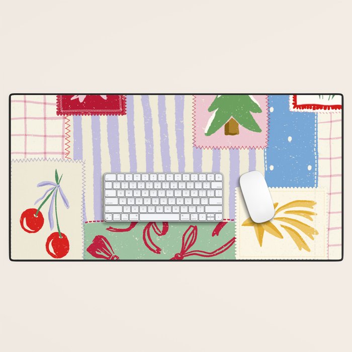 Retro christmas patch Desk Mat Gallery Image 1