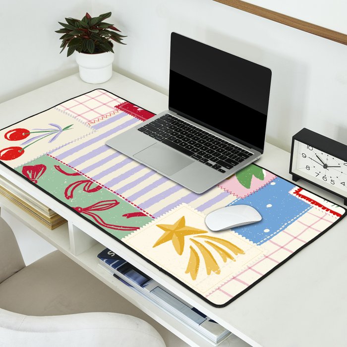 Retro christmas patch Desk Mat Gallery Image 2