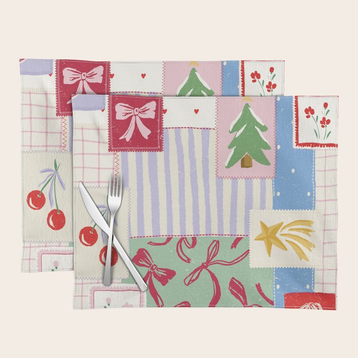 Retro christmas patch Placemat Gallery Image 1