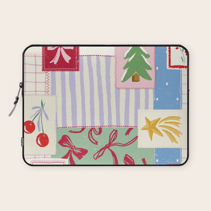 Retro christmas patch Laptop Sleeve Gallery Image 1