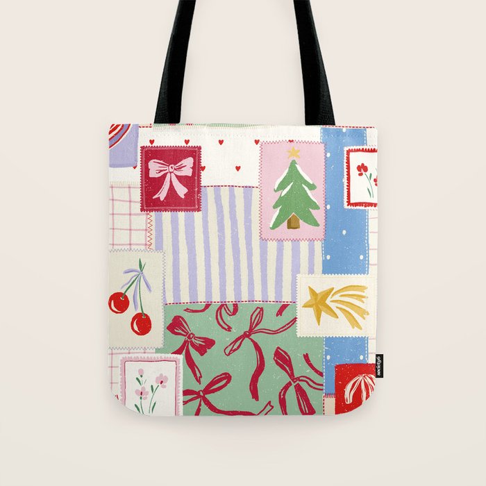 Retro christmas patch Tote Bag Gallery Image 1